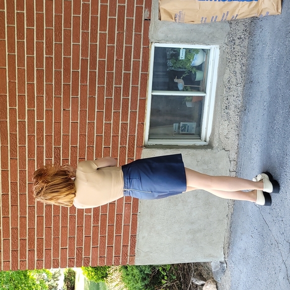 Vegan Leather Mini Skirt | Dark Blue | BNWOT - Picture 3 of 5